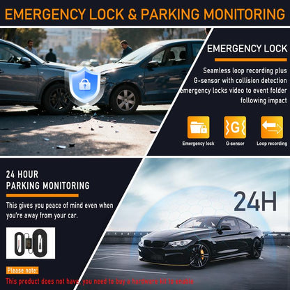 Système de caméra embarquée BCUOZ 360° – GPS, Wi-Fi, vue avant et arrière + vue intérieure 