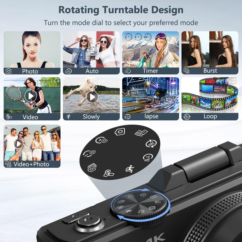 📸 4K Ultra HD Digital Camera – 64MP with 180° Flip Screen, Zoom & Dual Batteries