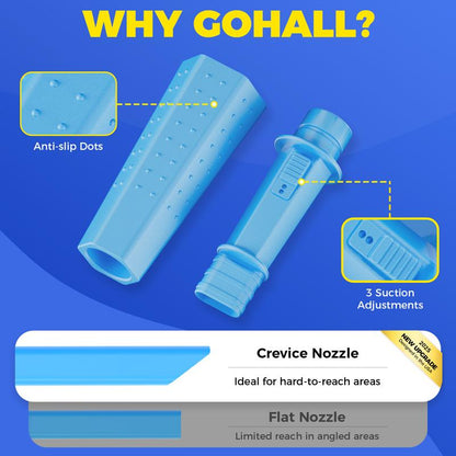 Two-piece dryer vent cleaning kit: Includes a lint brush and a vacuum hose.