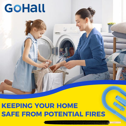 Two-piece dryer vent cleaning kit: Includes a lint brush and a vacuum hose.