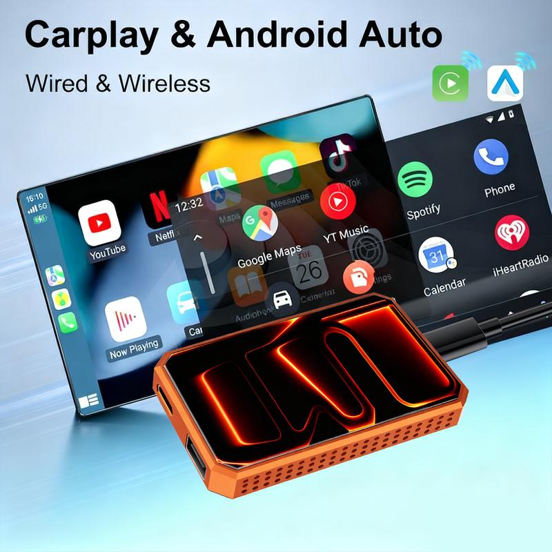 MAKASRI Wireless CarPlay & Android Auto 4-in-1 AI Box